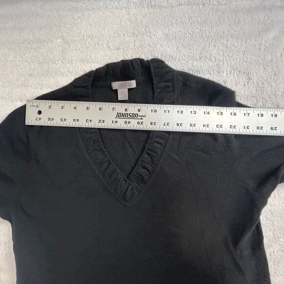 Women's Black 2-Ply Cashmere Sweater XL V-Neck Long Sleeve Pullover Soft Warm - Picture 4 of 6
